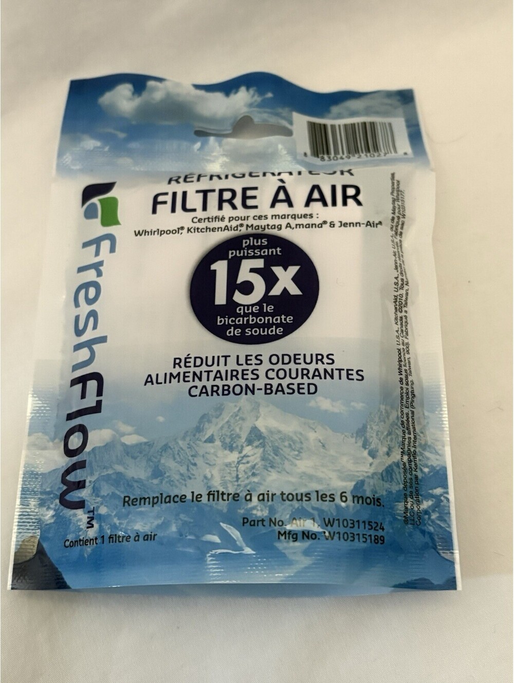 Whirlpool Fresh Flow W10311524 AIR 1 Refrigerator Air Filter